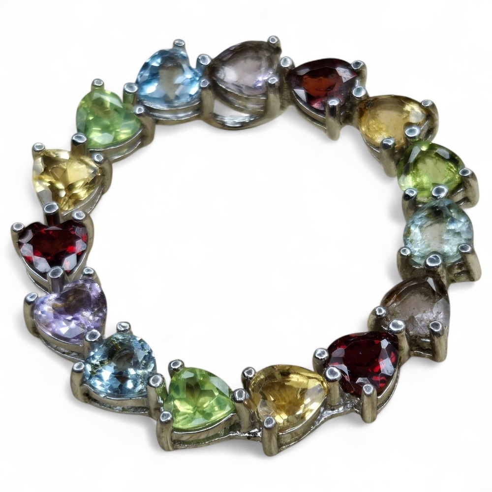 Sterling Silver 925 Gemstone Ross Simons Circular Pendant Garnet Amethyst Topaz
